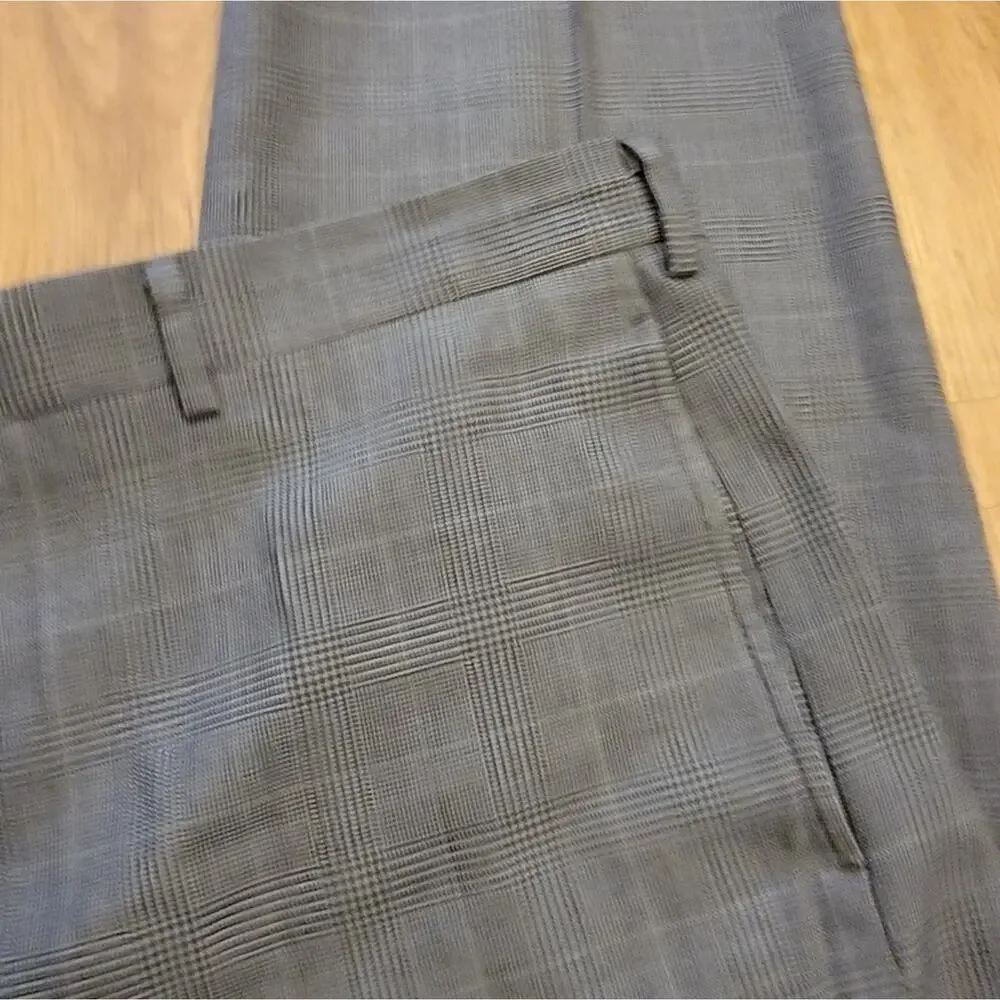 Mens 40W Classic Fit L. L. Bean Grey Checkered Dress Pants